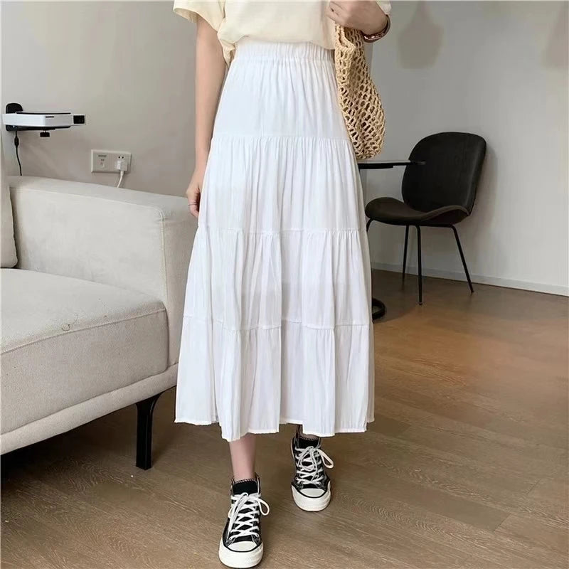 Summer Women Skirts High Waist Elastic