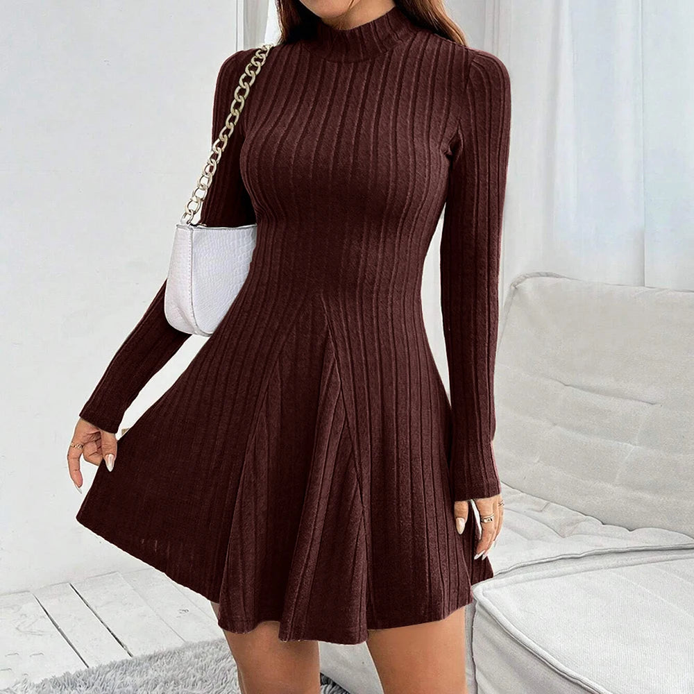 Fall and Winter Solid Color Dress - Long Sleeve