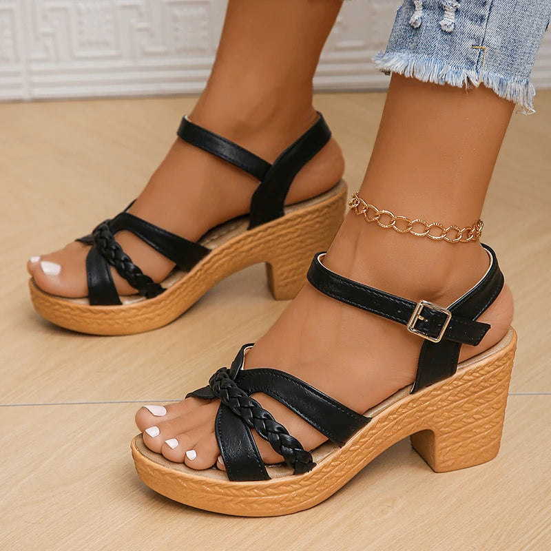 Women's Braided High Heels Sandals