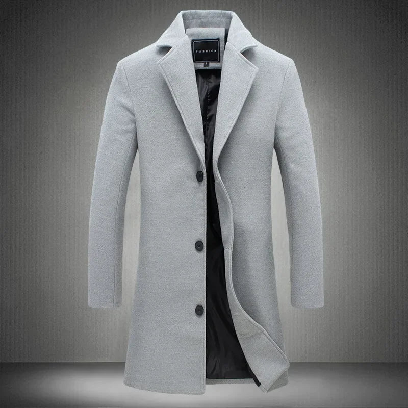 Wool Men Long Cotton Coat Blend Pure