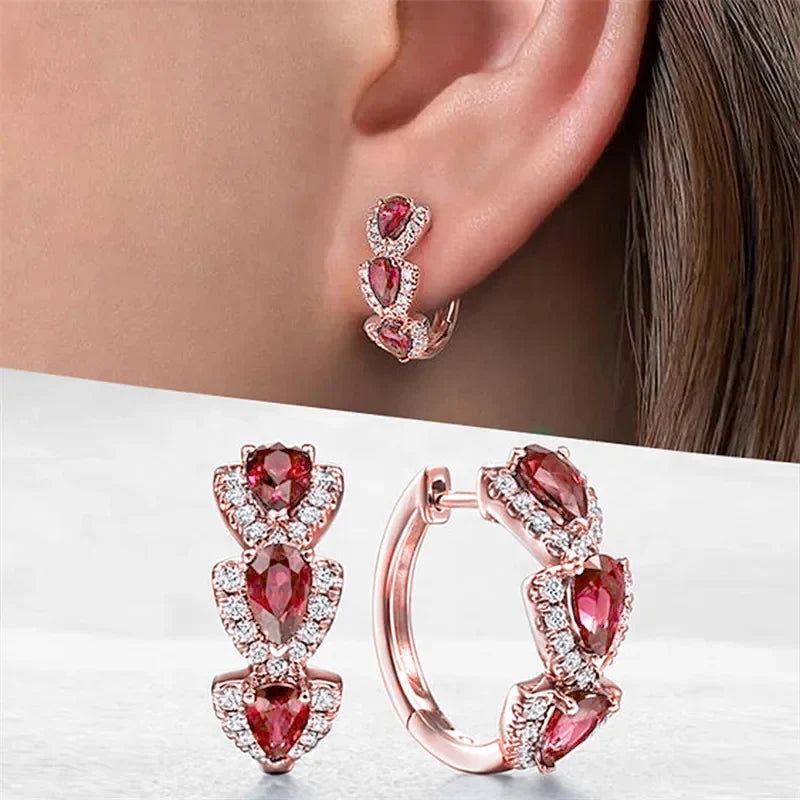 Luxury  Blue Cubic Zirconia Hoop Earrings