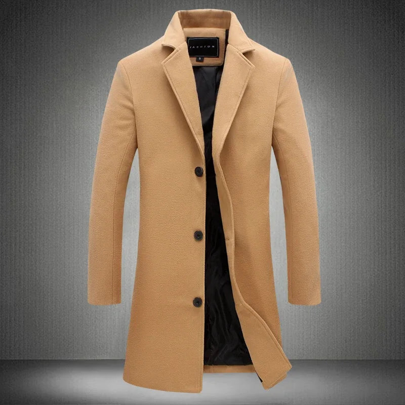 Wool Men Long Cotton Coat Blend Pure