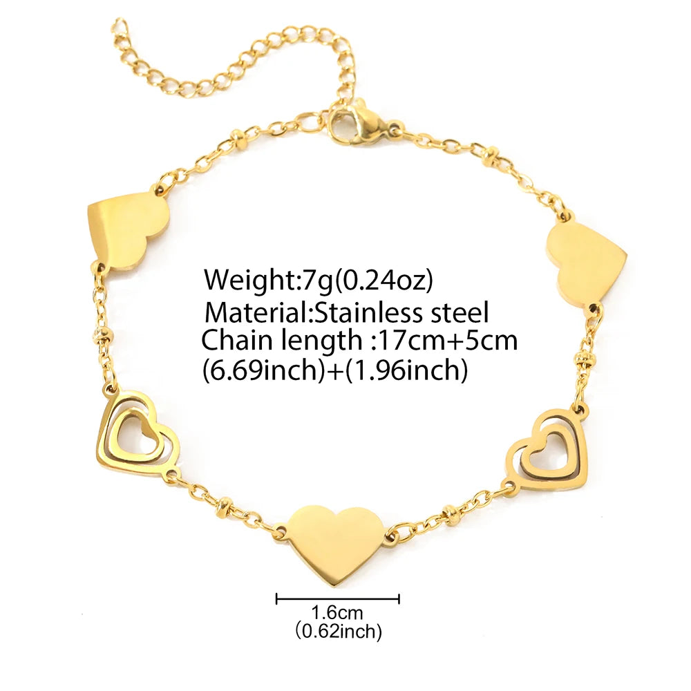 Stainless Steel Bracelet Heart Design