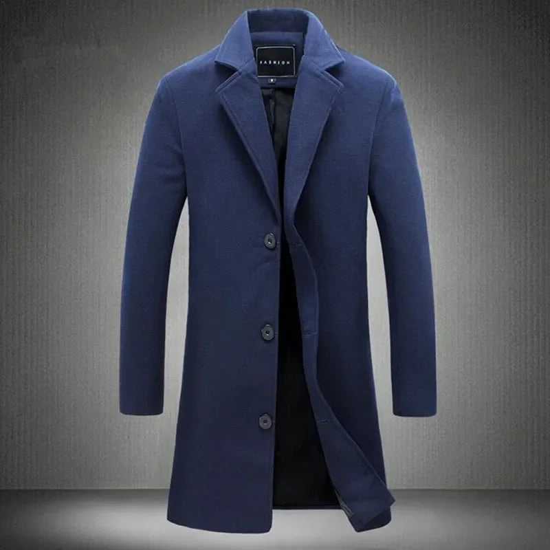 Wool Men Long Cotton Coat Blend Pure