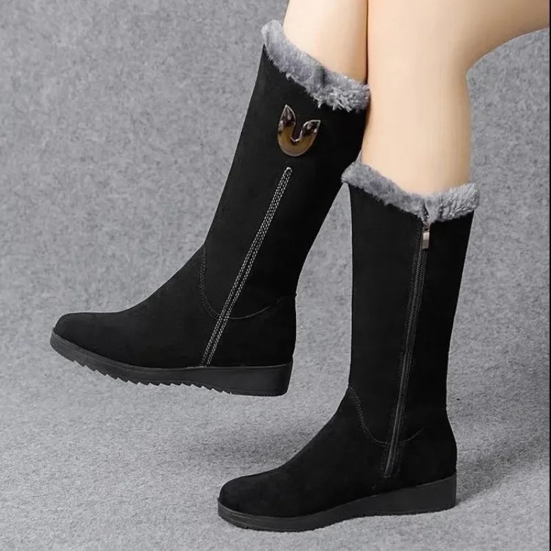 Warm Plush Boots Wedge Platform