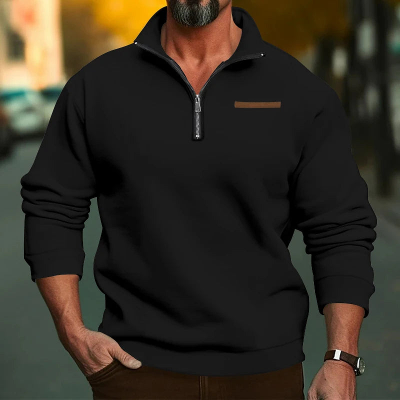 Casual Winter Sweater Solid Color w/ Zipper