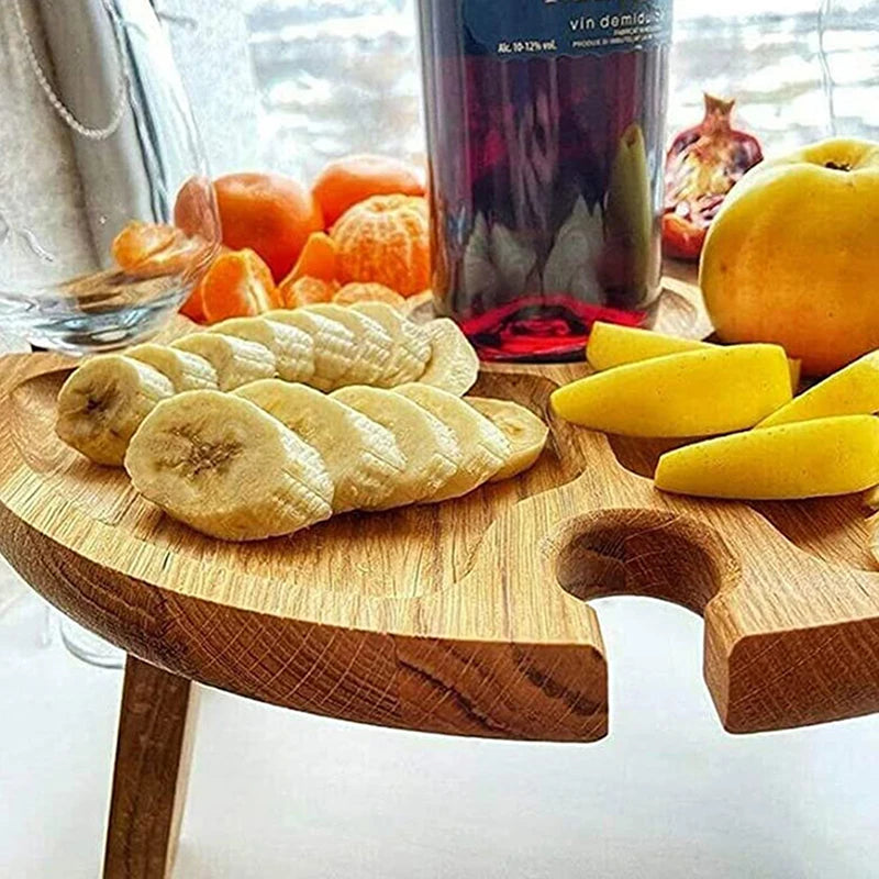 Wooden Outdoor Folding Picnic Table With Glass Holder