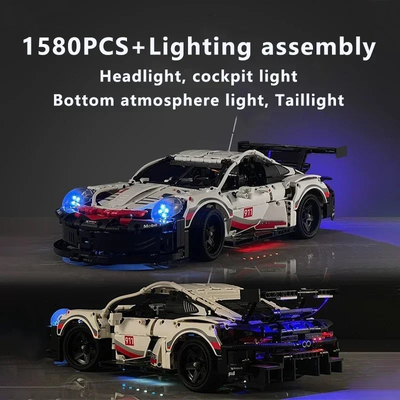 Sport Car 911RSR Building Blocks Remote Control with Lights  1580 Pieces