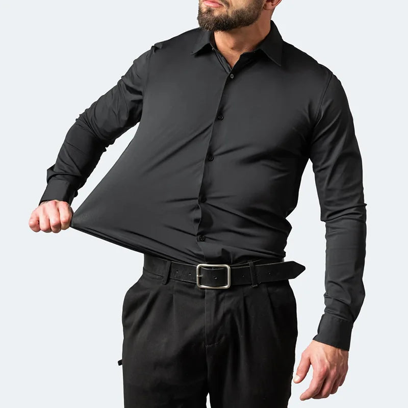 High Elasticity Slim Shirt Long Sleeve
