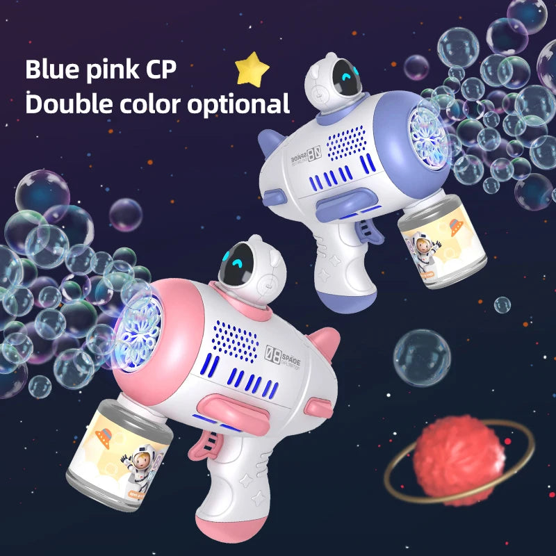 Bubble Machine Rocket Fully Automatic 12 Holes Shape Spaceman Blower With Light