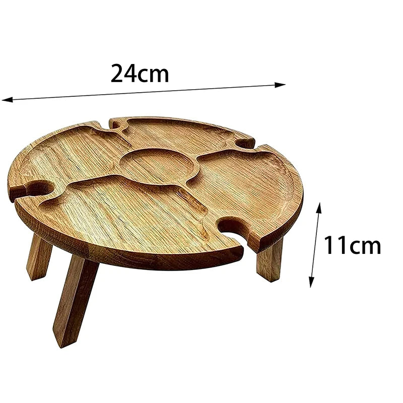 Wooden Outdoor Folding Picnic Table With Glass Holder