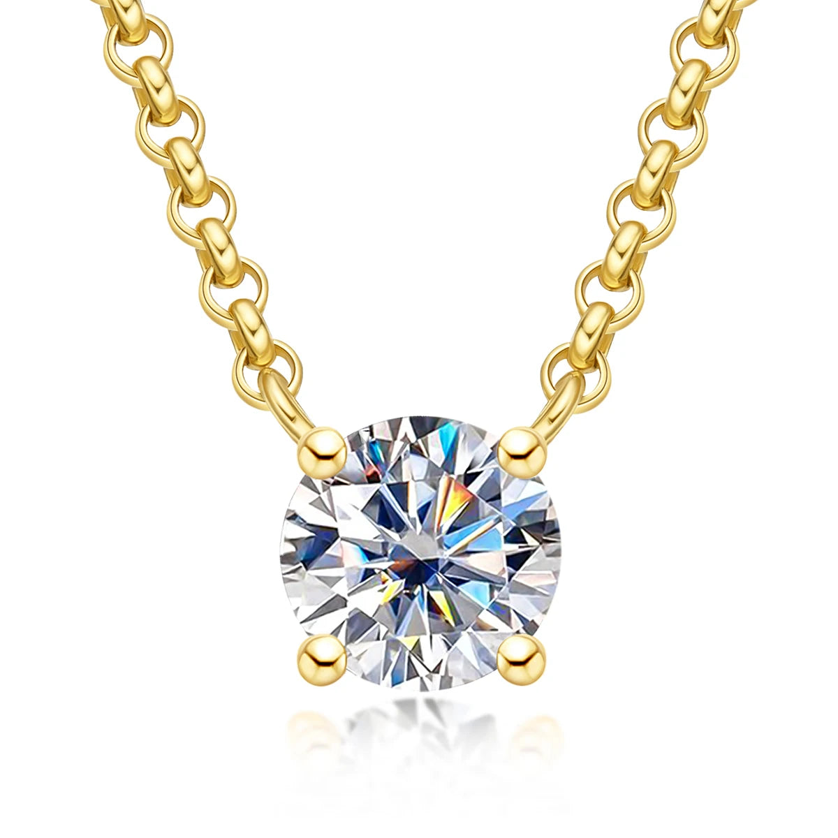 Moissanite Diamond Gold Plated Pendant Necklace For Women