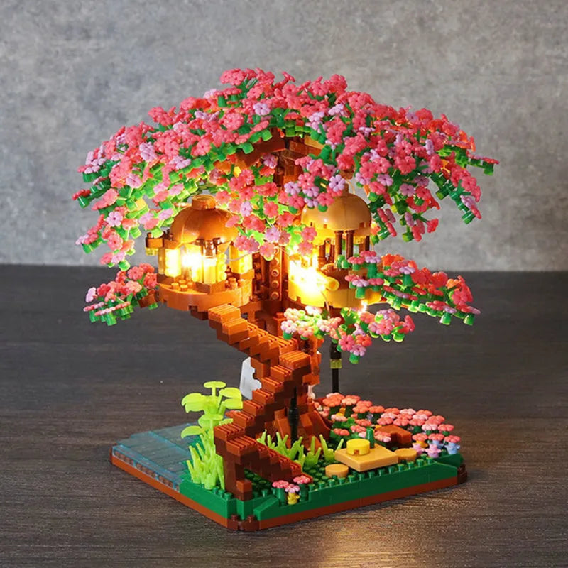 Tree Building Blocks with Light Treehouse - Model Ornament Romantic