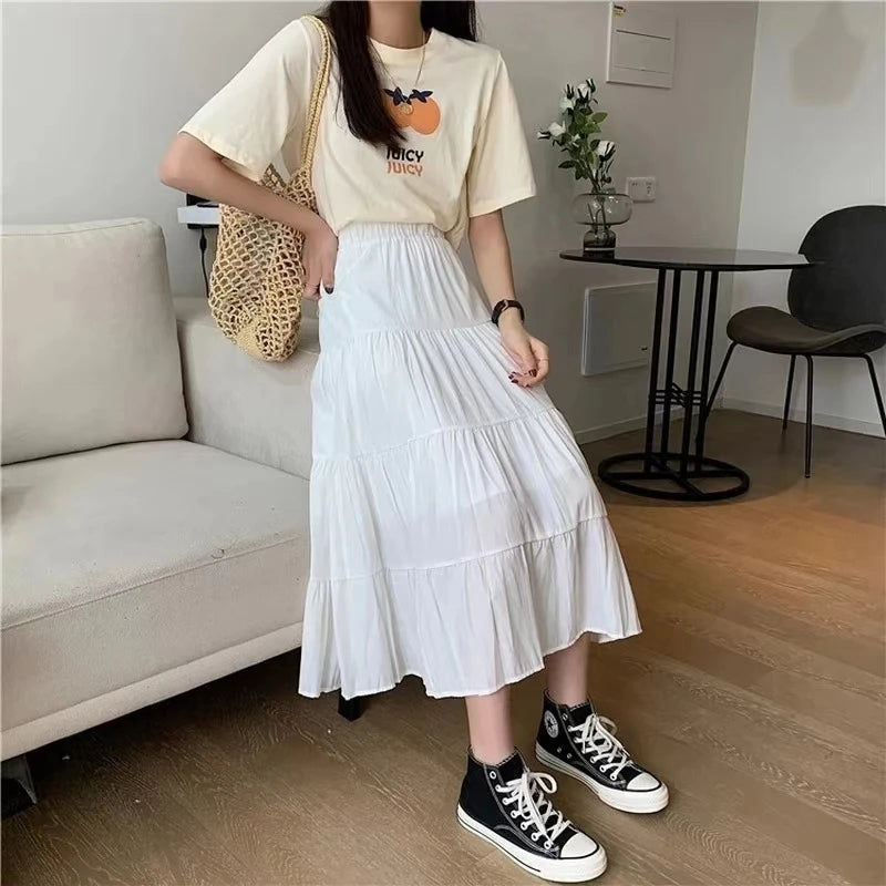 Summer Women Skirts High Waist Elastic