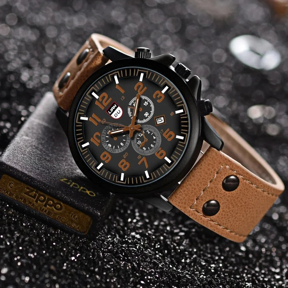 Men's Watch with Leather Strap