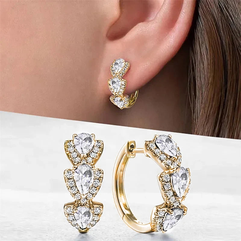 Luxury  Blue Cubic Zirconia Hoop Earrings