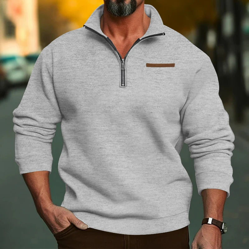 Casual Winter Sweater Solid Color w/ Zipper