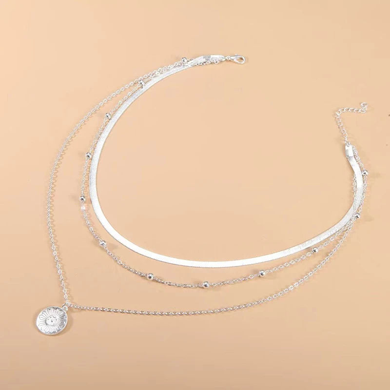 Silver Three Layer Necklace