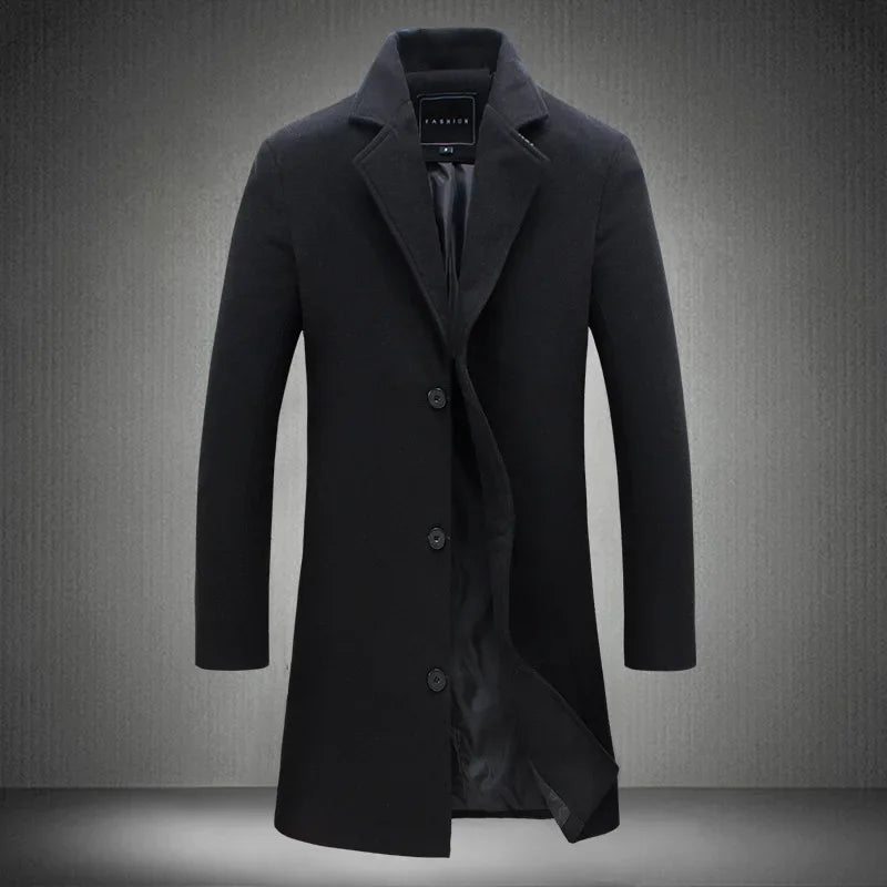 Wool Men Long Cotton Coat Blend Pure