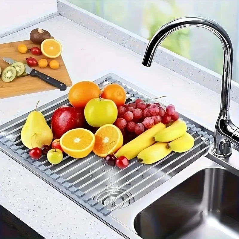 Silicone Stainless Steel Fruit & Vegetable Dish Drainer Board