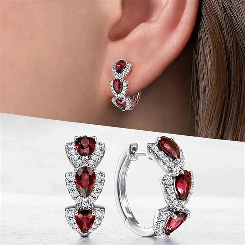 Luxury  Blue Cubic Zirconia Hoop Earrings