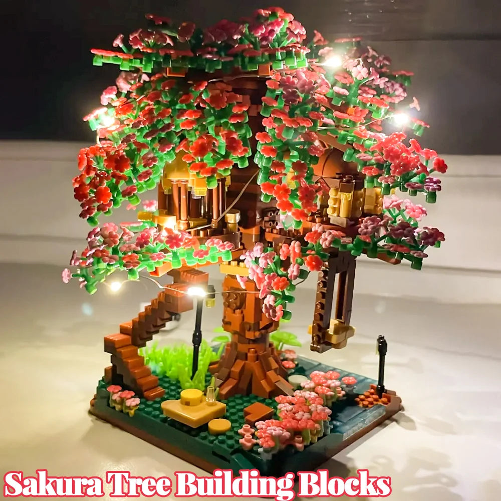 Tree Building Blocks with Light Treehouse - Model Ornament Romantic