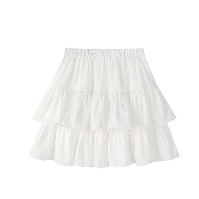 Pleated A-Line Skirt Elastic Waist Summer Slim