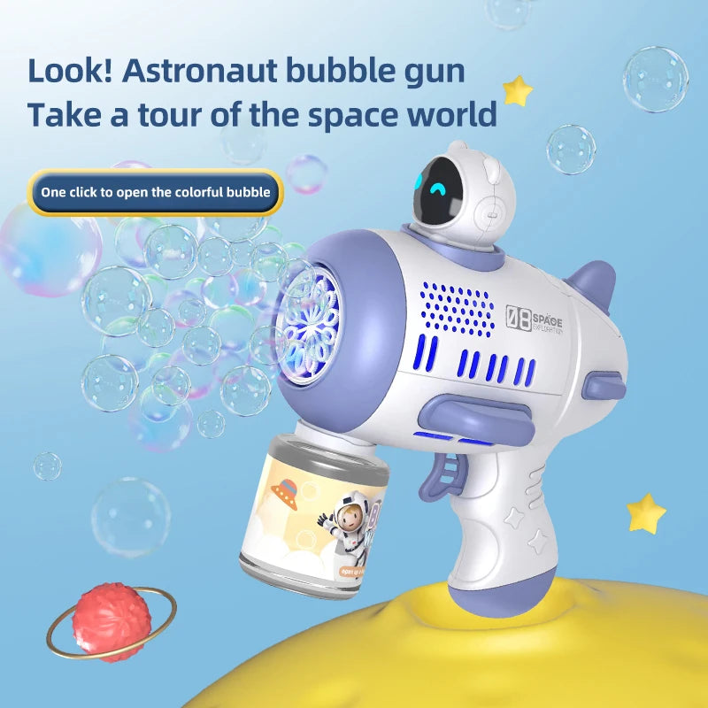 Bubble Machine Rocket Fully Automatic 12 Holes Shape Spaceman Blower With Light