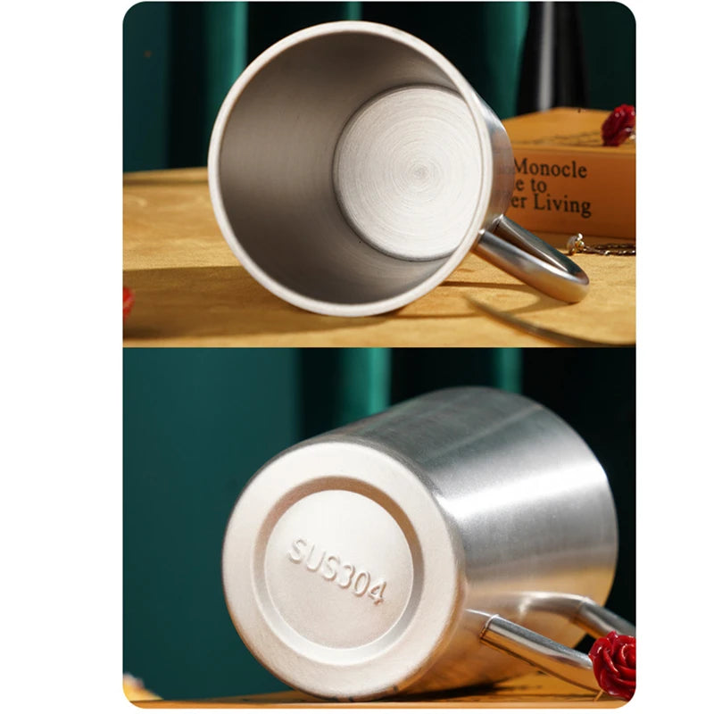 Stainless Steel Double Layer Mugs Coffee Cup 300ml