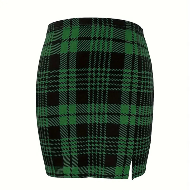 Plaid Mini Elegant Skirt High Waist