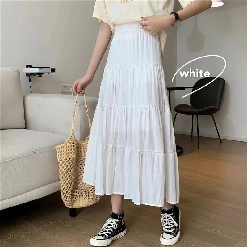Summer Women Skirts High Waist Elastic