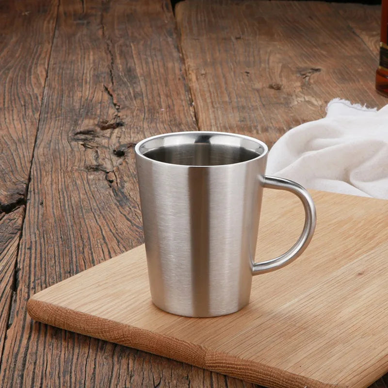Stainless Steel Double Layer Mugs Coffee Cup 300ml
