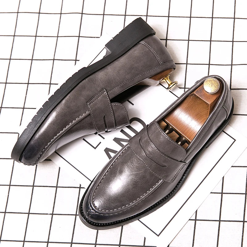 Leather Shoes Slip Style
