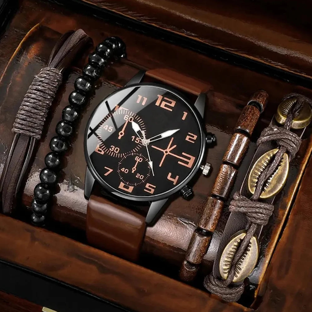 5 Pieces - Set Bracelet Watch For Men
